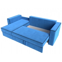 Угловой диван Принстон (велюр голубой чёрный) - Изображение 3